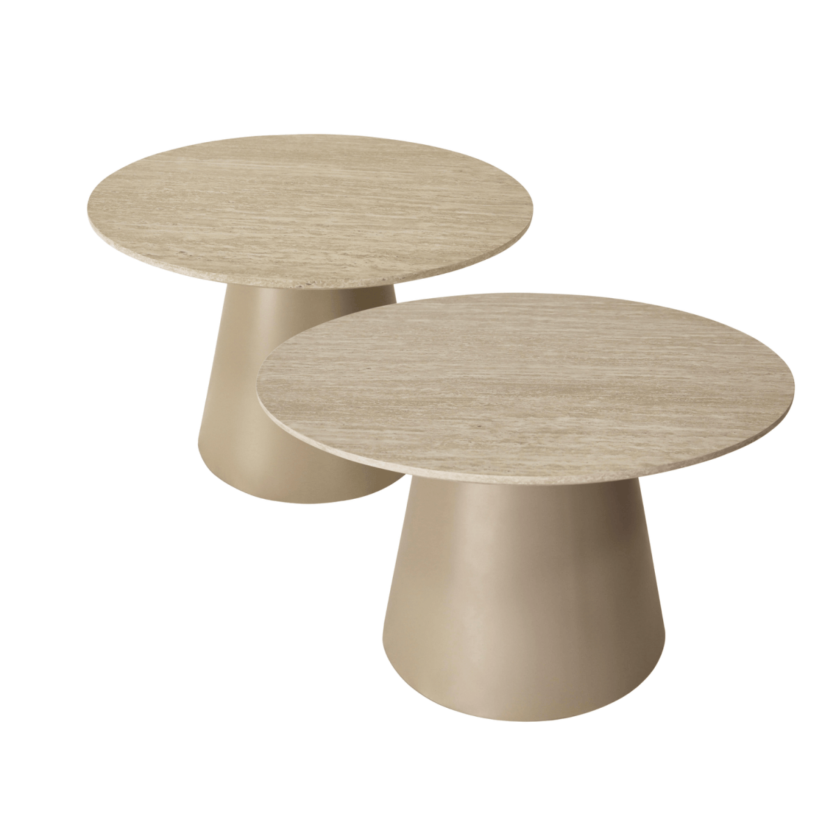 Couchtisch 2er Set ø60/80 cm - Travertine-Optik Beige