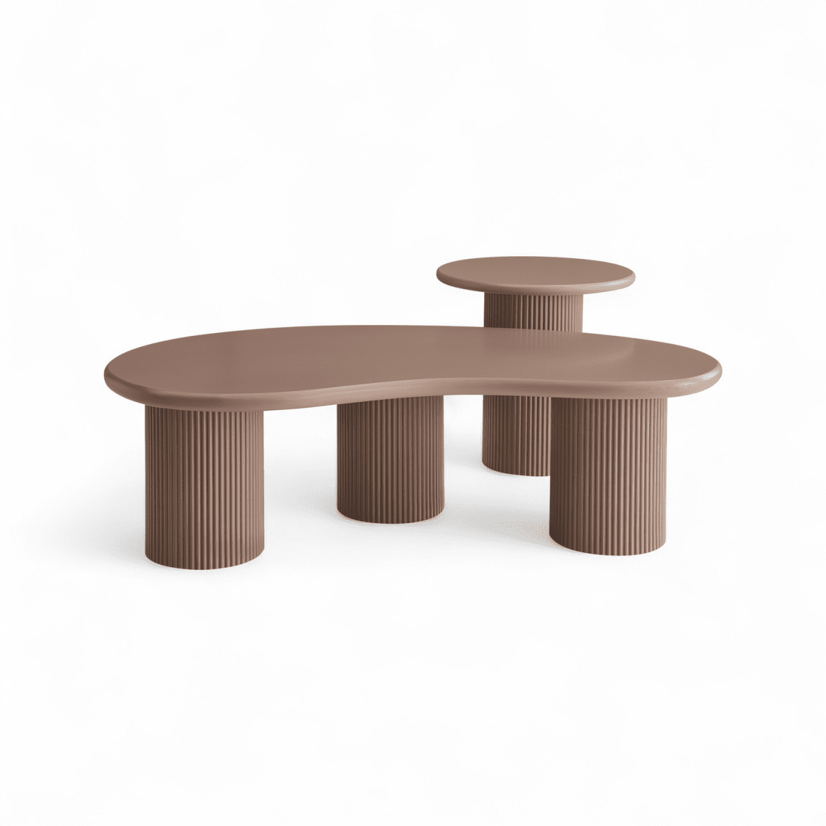 Couchtisch Nierenförmig 130x70 cm - Mocca Mousse