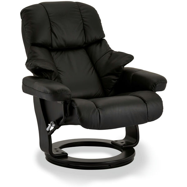 Manueller Relaxsessel mit Fußhocker - Echtleder/PVC Schwarz