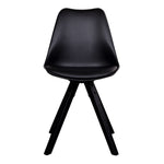 Bergen Esszimmerstuhl – PU-Leder, geformter Kunststoff, Gummibaumholz, Schwarz – 2er-Set