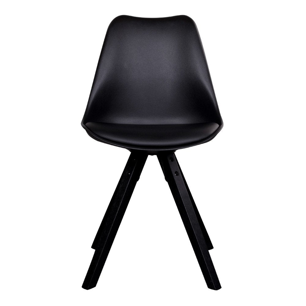 Bergen Esszimmerstuhl – PU-Leder, geformter Kunststoff, Gummibaumholz, Schwarz – 2er-Set