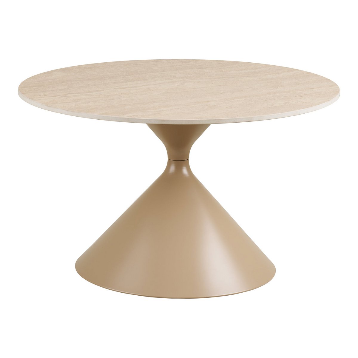 Annecy Couchtisch, Tischplatte aus Keramik/Stahl, Travertin/Sand, ø70x41 cm