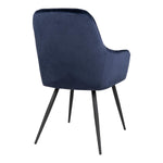 Harbo Esszimmerstuhl – Blau, Samt, schwarze Metallbeine – 2er-Set