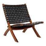 Perugia Klappstuhl – Teakholz, Leder, Schwarz – 66 x 74 x 73 cm
