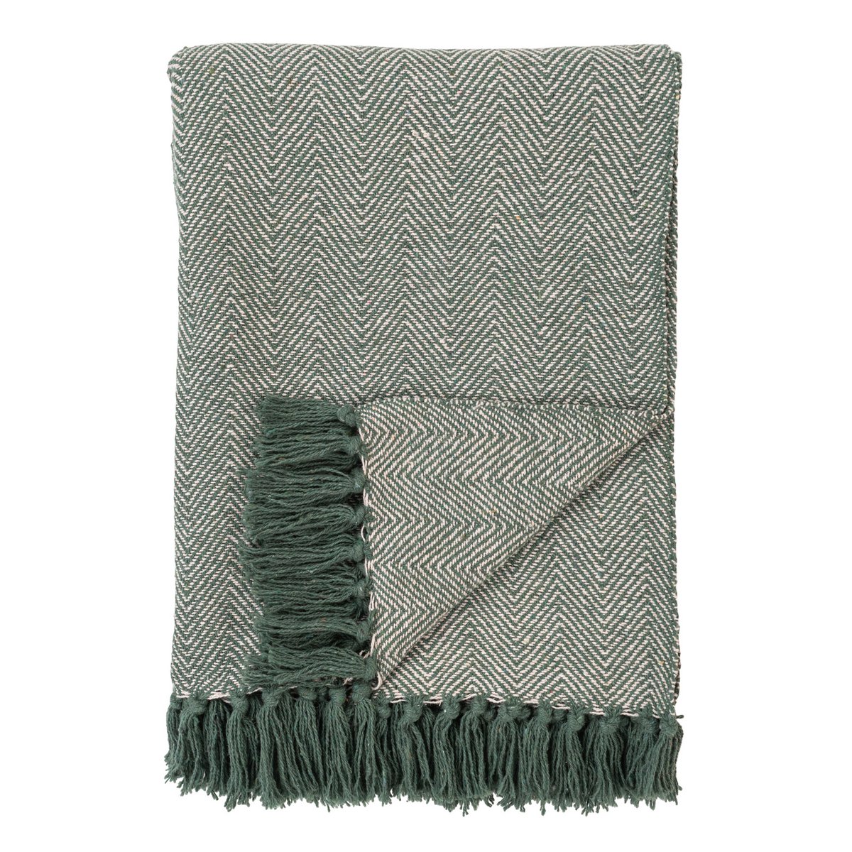 Cort Plaid – 100 % recycelte Baumwolle, Grün/Weiß – 130 x 160 cm