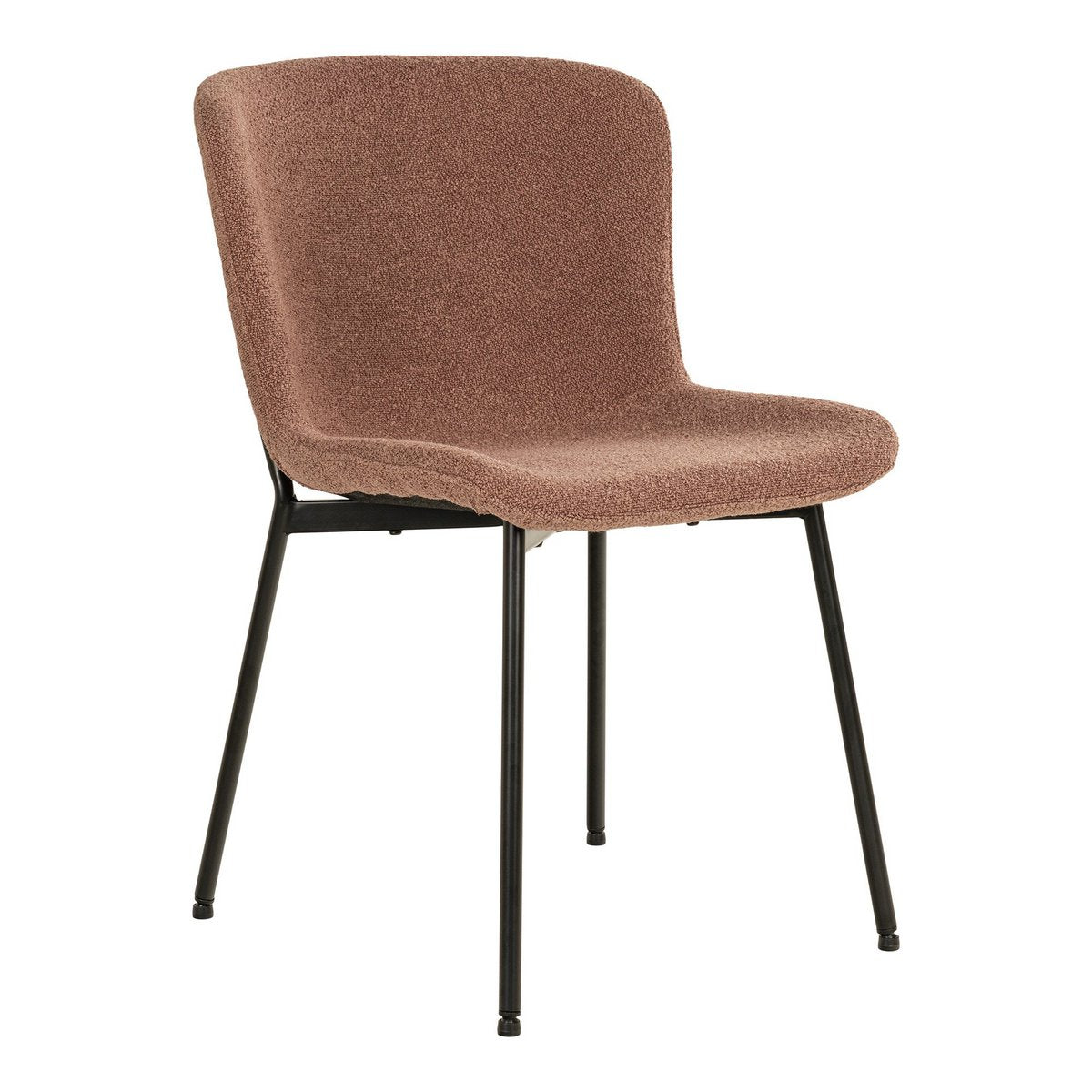 Maceda Esszimmerstuhl – Rust Bouclé, schwarze Beine – 2er-Set