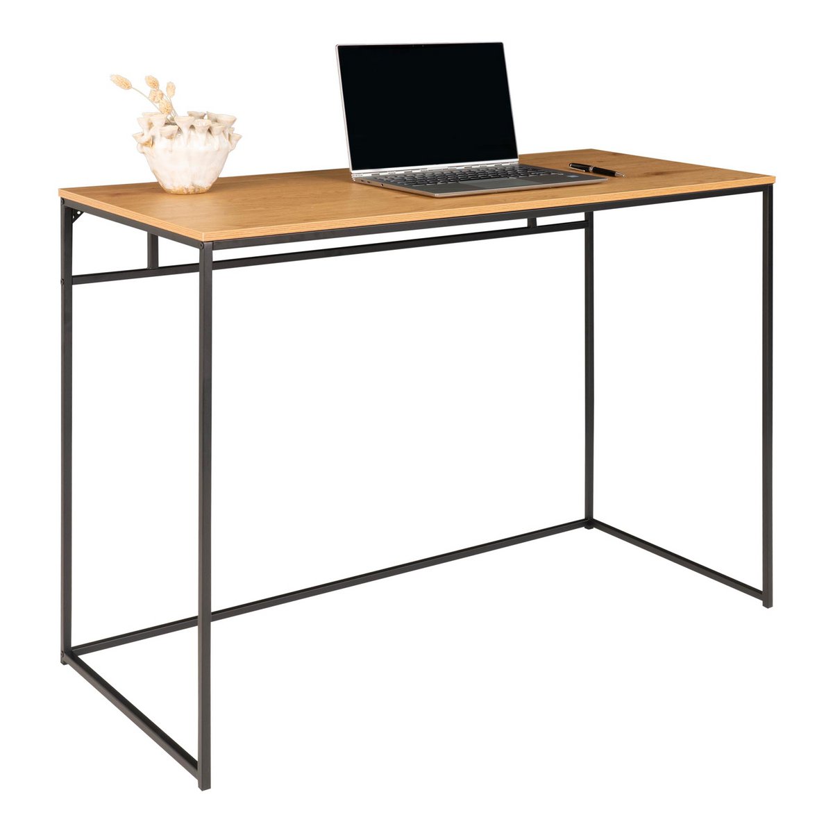 Vita Schreibtisch - Eichenoptik, schwarz, 100x45x75cm