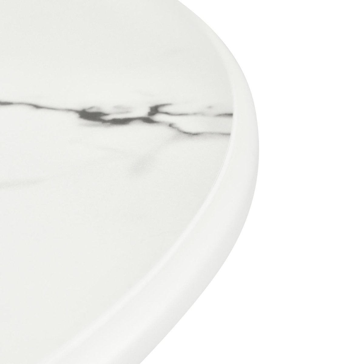 Couchtisch Rund ø60 cm - Marmoroptik & Lamellenoptik Weiß