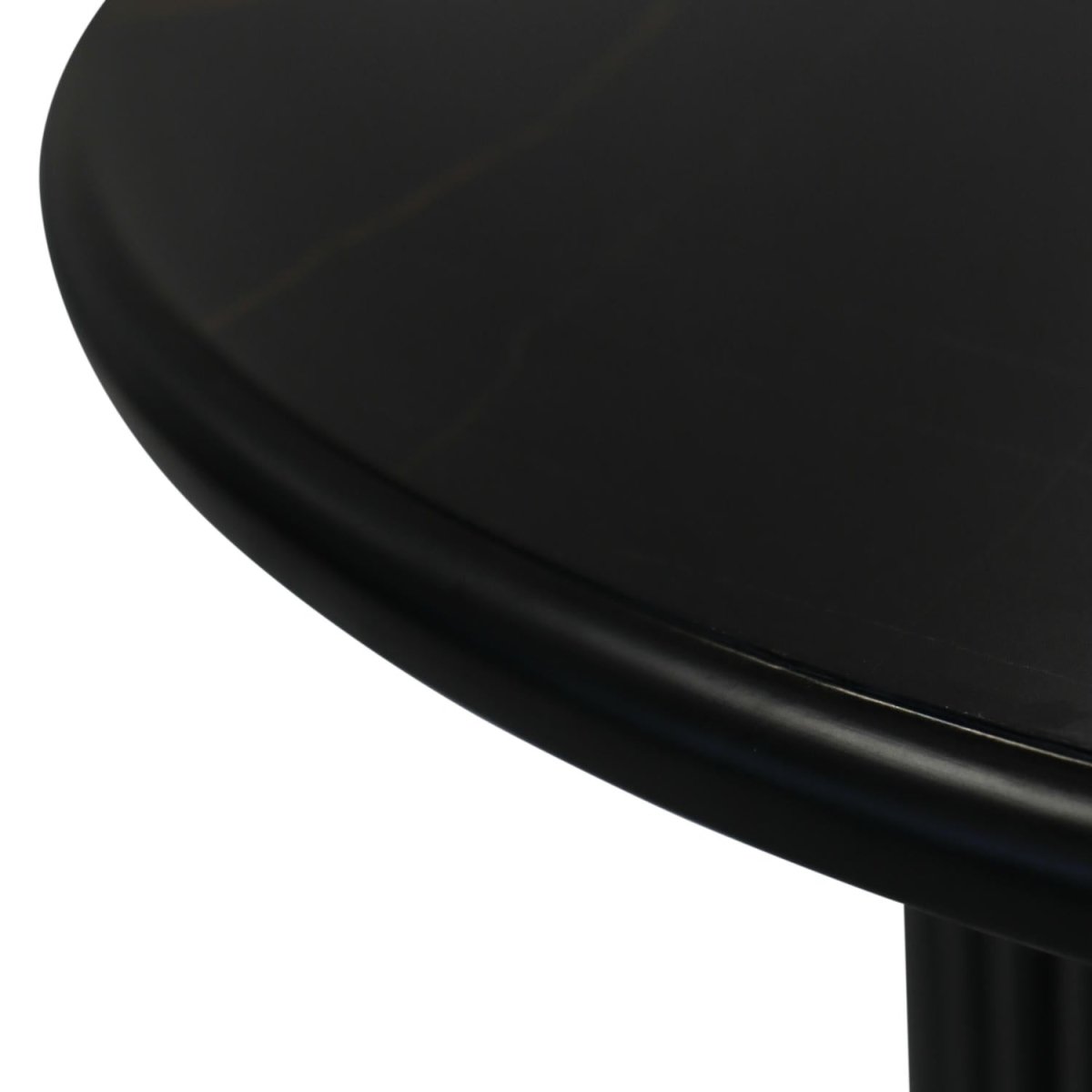 Couchtisch Rund ø80 cm - Marmoroptik & Lamellenoptik Schwarz