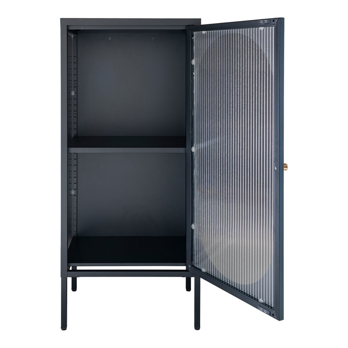 Adelaide Vitrine – Schwarz, Stahl/Glas, 50 x 35 x 110 cm