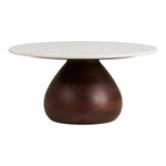 Heide Couchtisch, Mangoholz/Marmor, dunkelbraun/weiß, ø70x35 cm