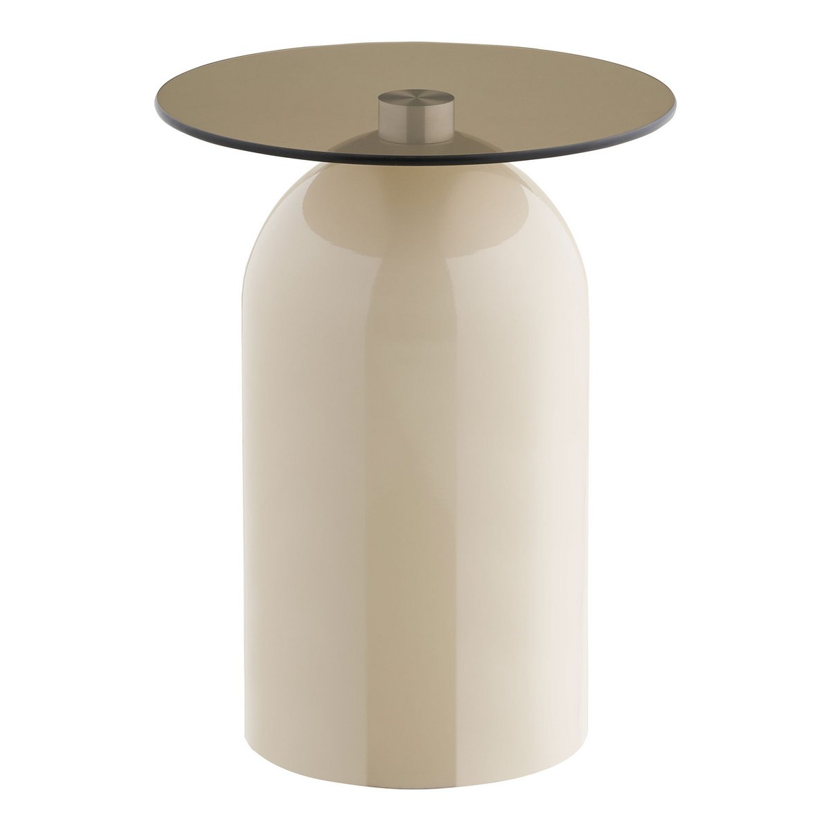 Ravello Beistelltisch, gehärtetes Glas/Metall, grau/beige, ø40x52 cm