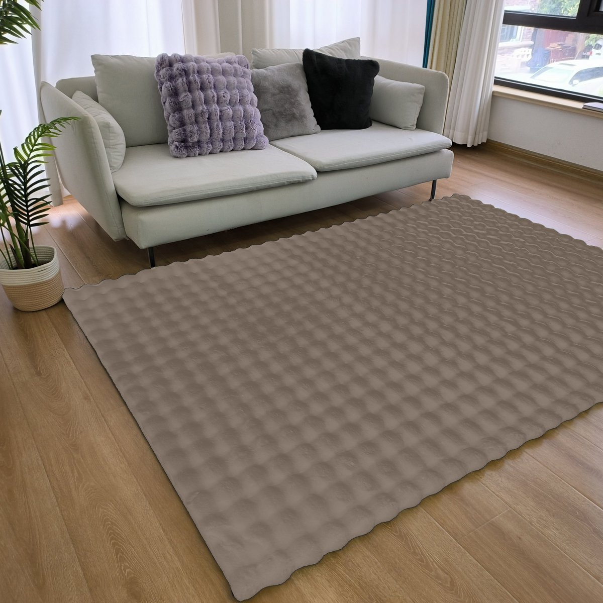 Flauschiger Teppich 3D Taupe 80x300CM
