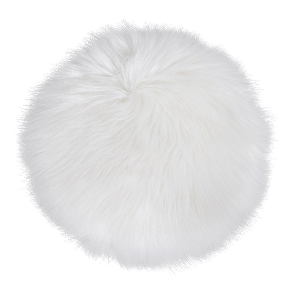 Künstlicher Sitz aus Lammfell – Weiß, Polyester, 35 x 35 x 6,5 cm