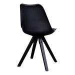 Bergen Esszimmerstuhl – PU-Leder, geformter Kunststoff, Gummibaumholz, Schwarz – 2er-Set