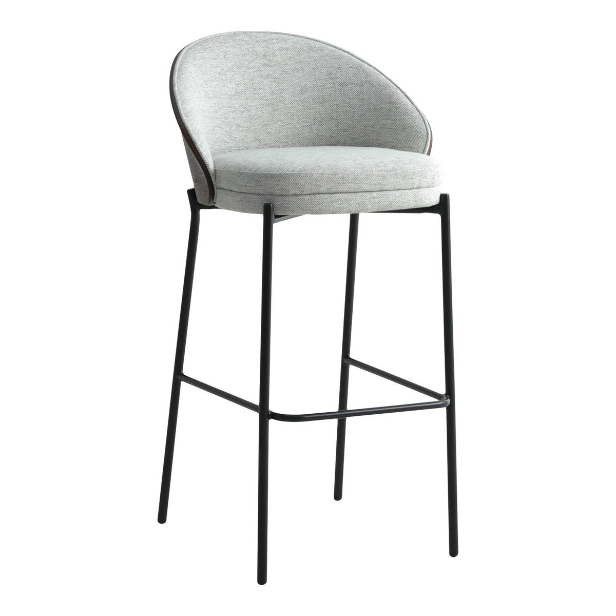 Canelas Barstuhl – Hellgrau/Dunkelbraun, MDF/Polyester/Stahl – 2er-Set