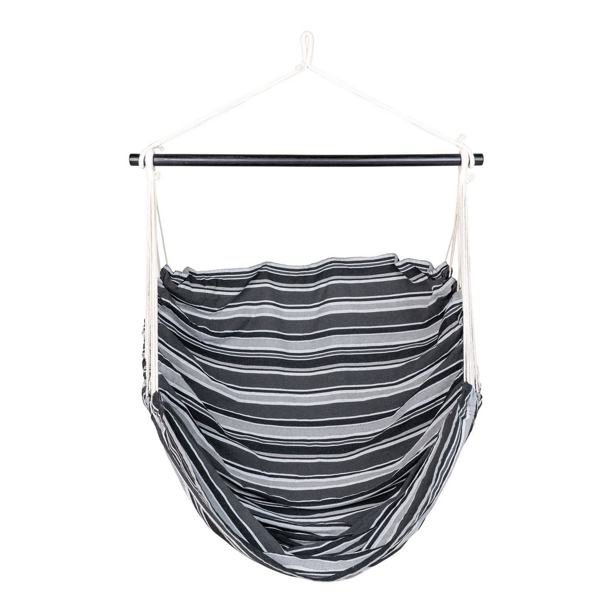 Lamia Hängemattenstuhl – Grau/Schwarz, 85 % Baumwolle, 15 % Polyester, Lärche