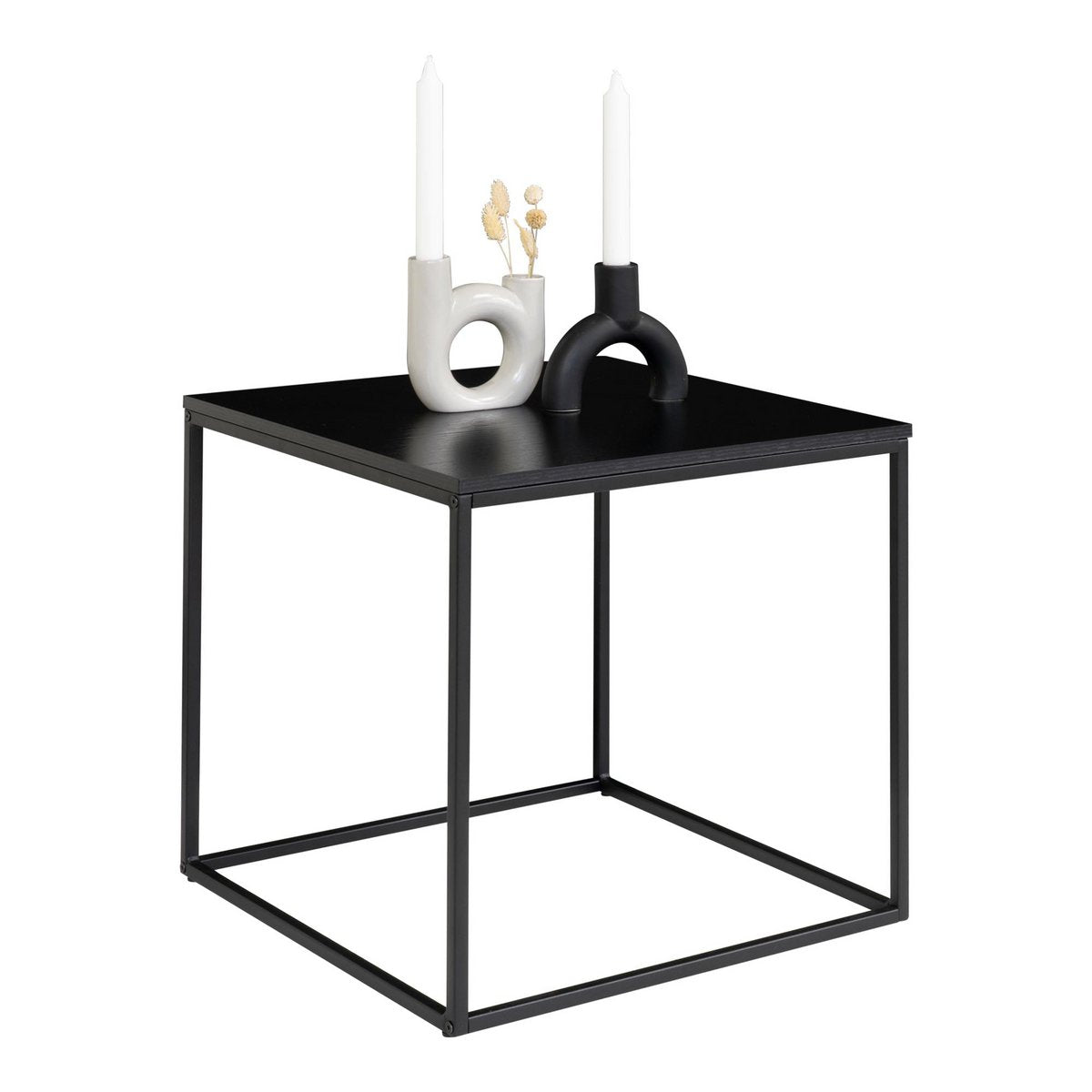 Vita Beistelltisch – Stahl, Spanplatte, Melaminfolie, Schwarz – 45 x 45 x 45 cm