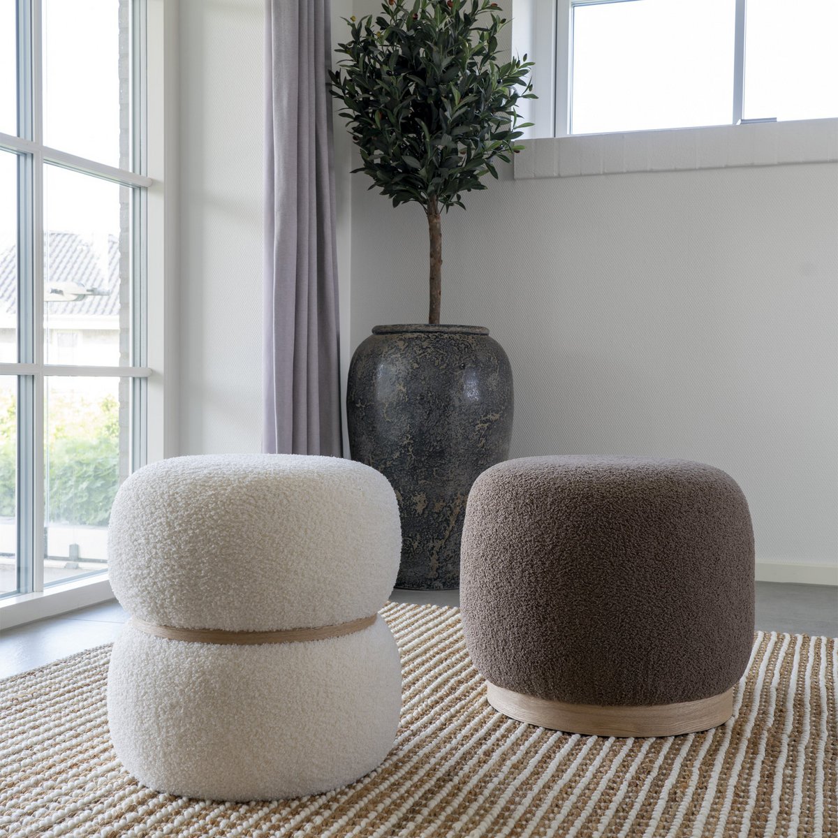 Belfort Pouf – Braun, MDF/Kiefernholz/Schaum/Polyester, 44,5 x 44,5 x 40 cm