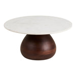 Heide Couchtisch, Mangoholz/Marmor, dunkelbraun/weiß, ø70x35 cm