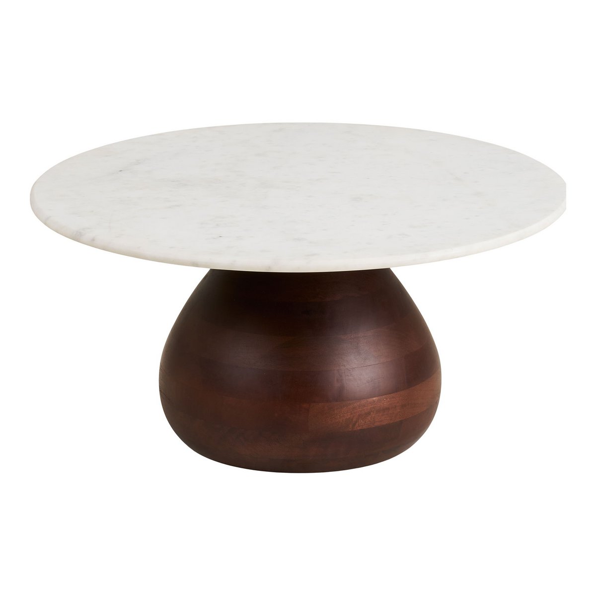 Heide Couchtisch, Mangoholz/Marmor, dunkelbraun/weiß, ø70x35 cm