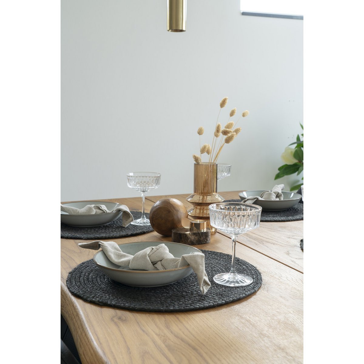 Bombay Tischset – Dunkelgrau, Jute, Ø38 cm – 4er-Set