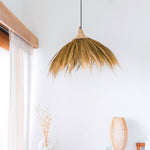 Großer Lampenschirm aus Seegras – Natürliche Pendelleuchte mit Fransen – Boho-Pendelleuchte – Handgefertigte tropische Hängelampe MAWANA (Ø 53 cm)