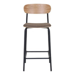 Estepona Counter Chair – Natur/Braun/Schwarz, Stahl, Polyester, Sperrholz, 49 x 42,5 x 95 cm – 2er-Set