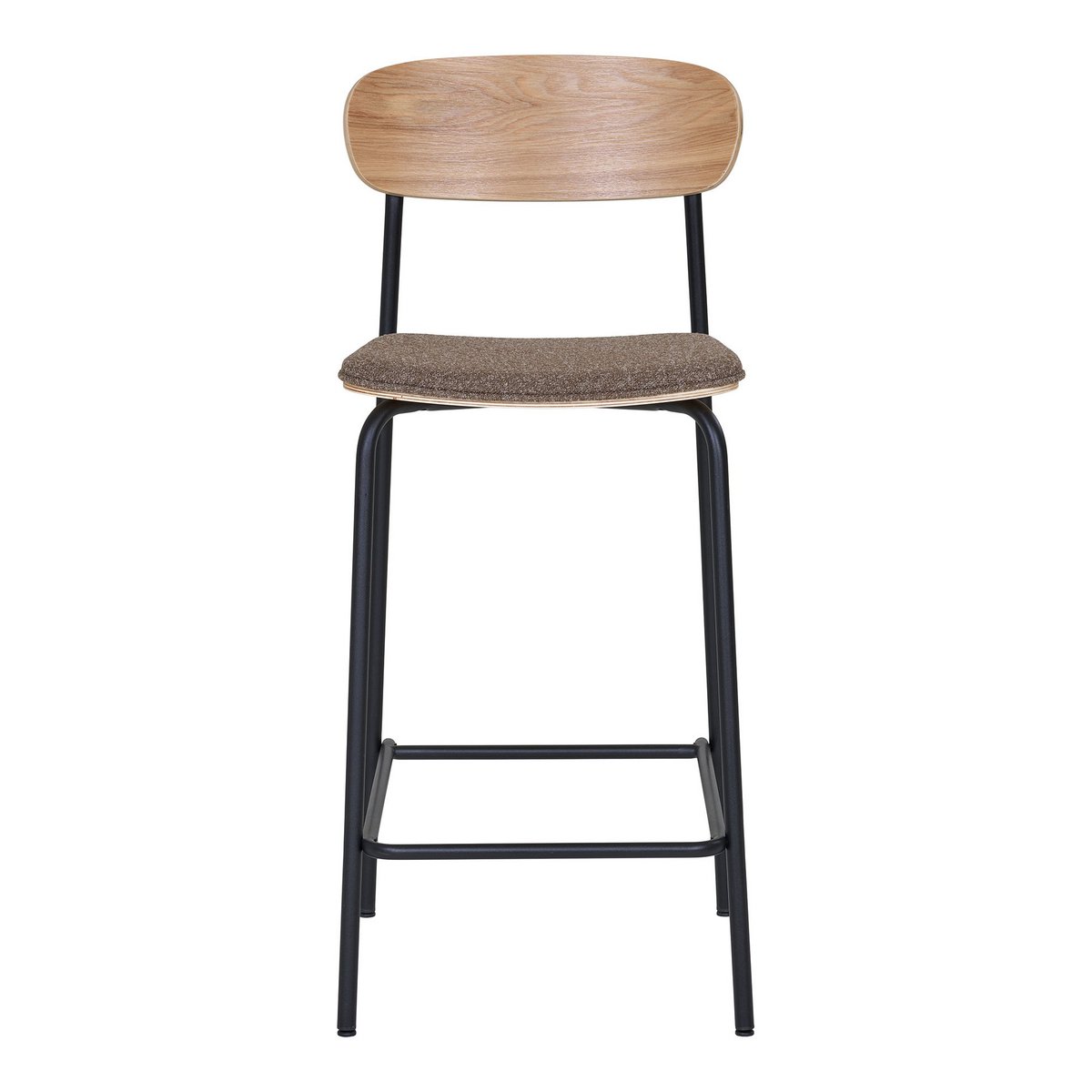 Estepona Counter Chair – Natur/Braun/Schwarz, Stahl, Polyester, Sperrholz, 49 x 42,5 x 95 cm – 2er-Set