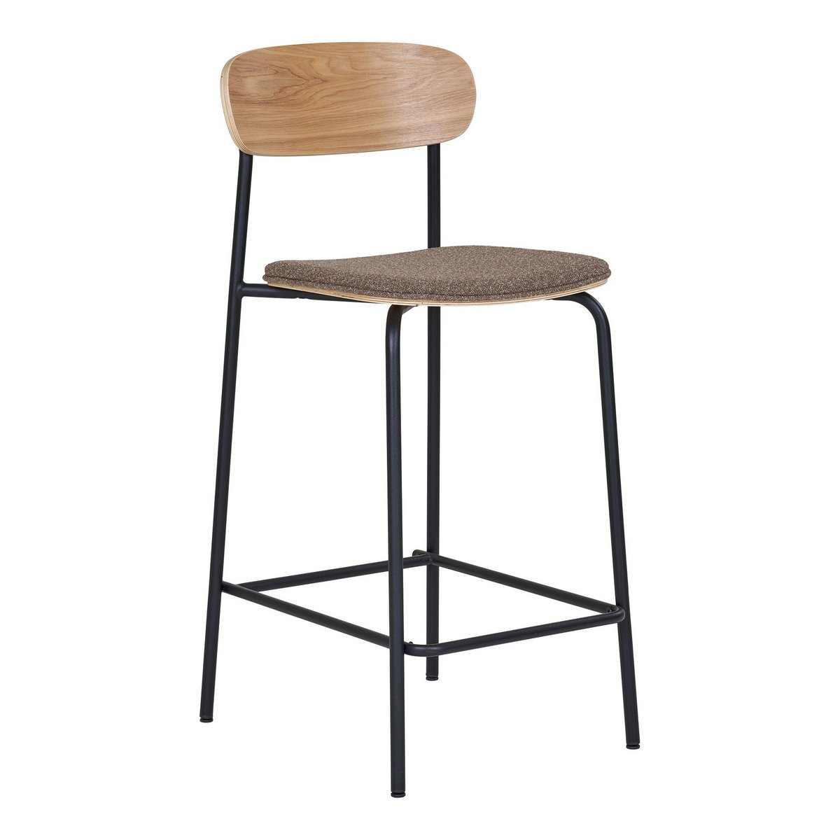 Estepona Counter Chair – Natur/Braun/Schwarz, Stahl, Polyester, Sperrholz, 49 x 42,5 x 95 cm – 2er-Set