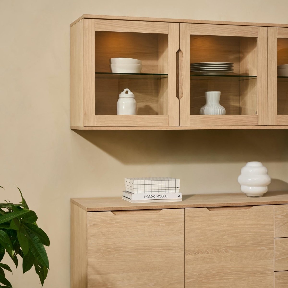 Sideboard mit 2 Türen - 160 cm breit - Eiche bianco