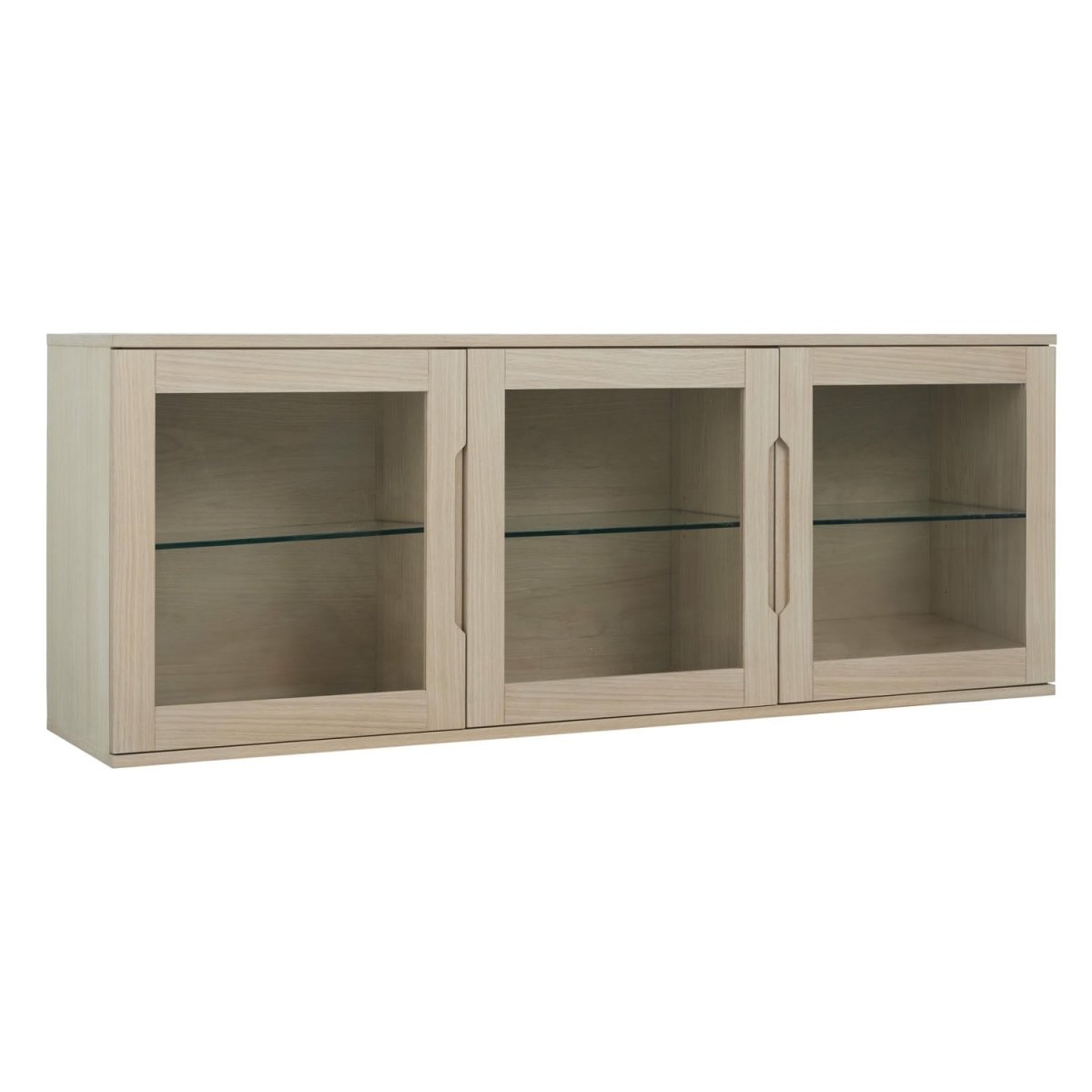 Wandschrank mit LED-Beleuchtung - 160 cm breit - Eiche bianco