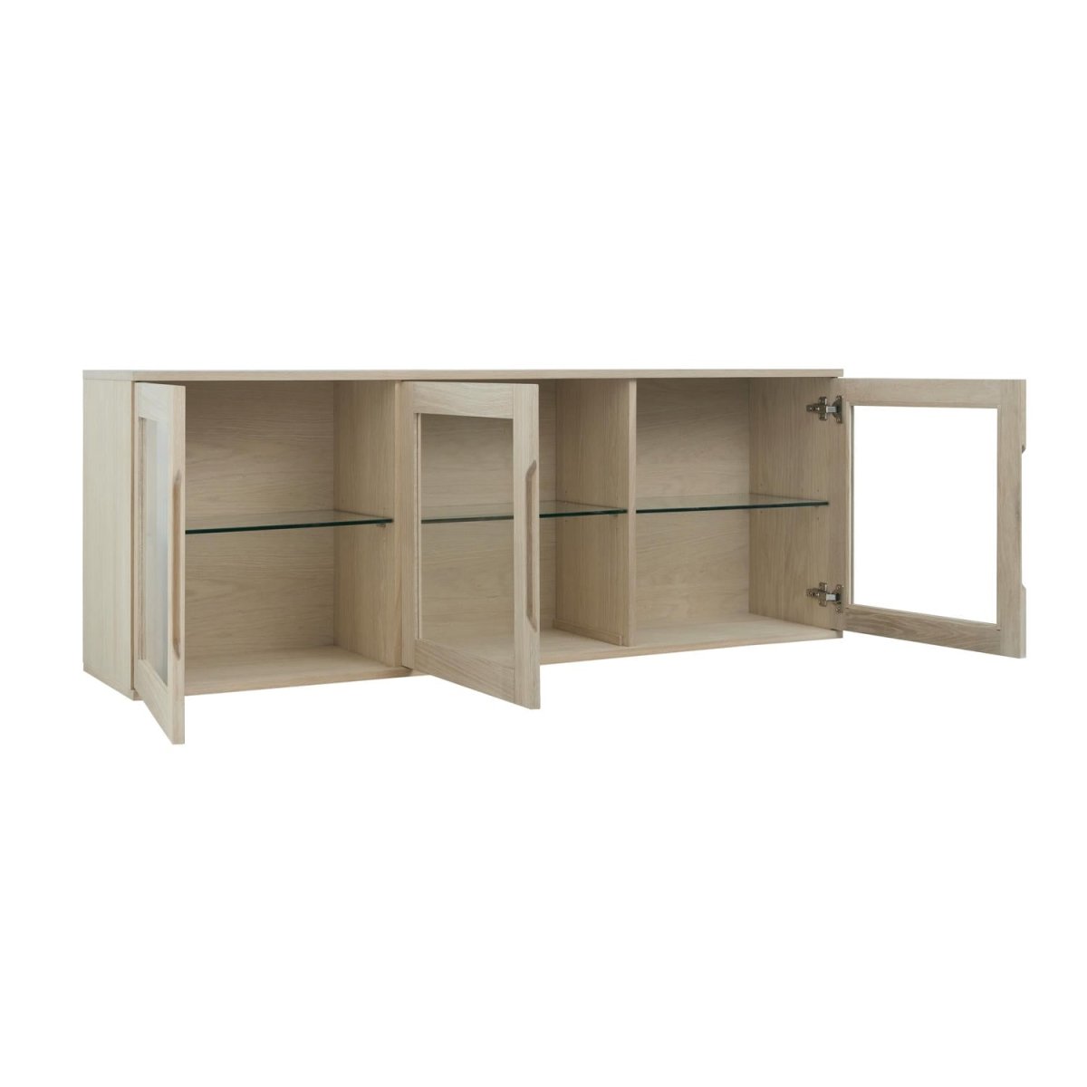 Wandschrank mit LED-Beleuchtung - 160 cm breit - Eiche bianco