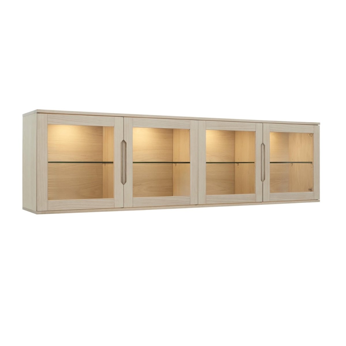 Wandschrank mit LED-Beleuchtung - 213 cm breit - Eiche bianco