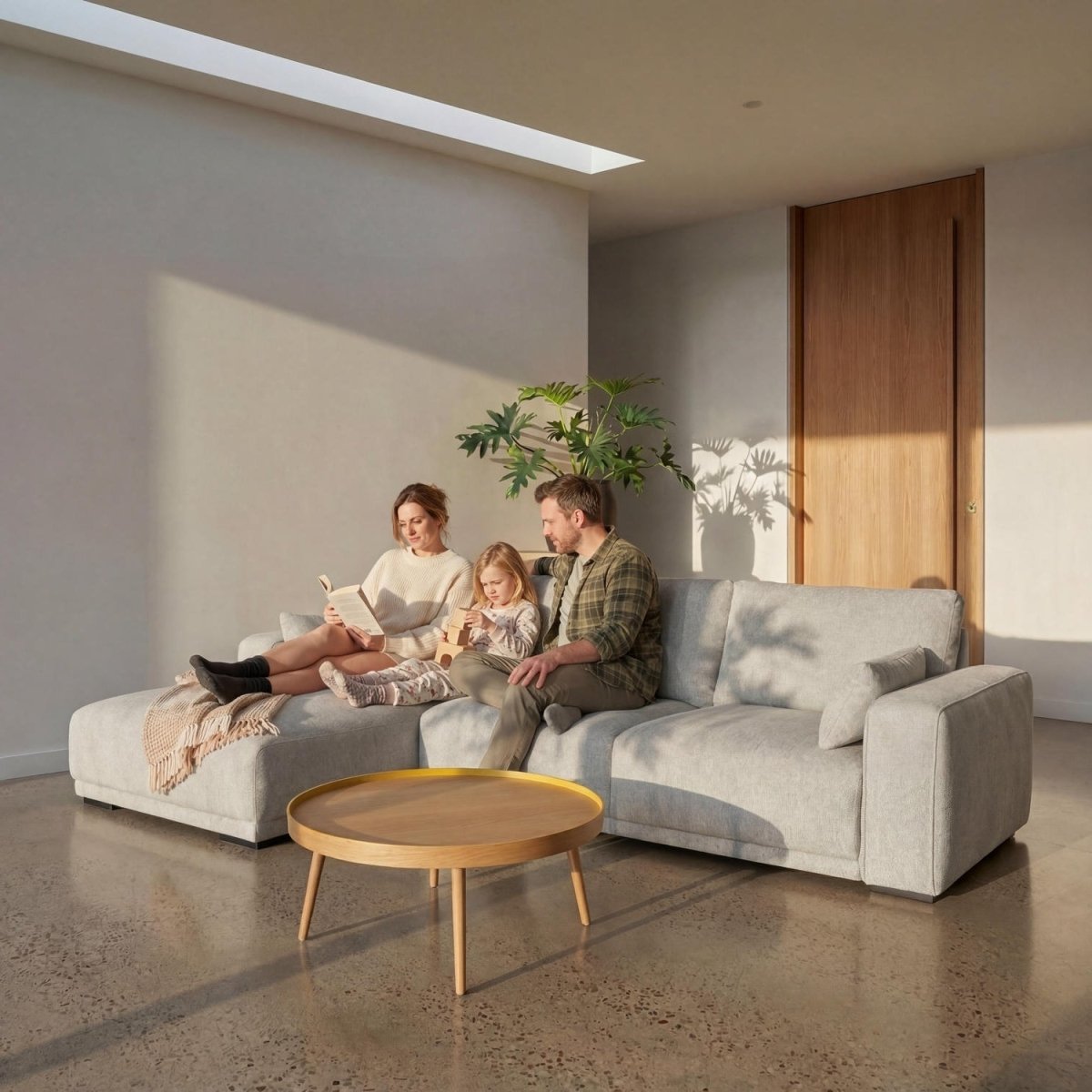L-Form Ecksofa Links - Stoffbezug Grau