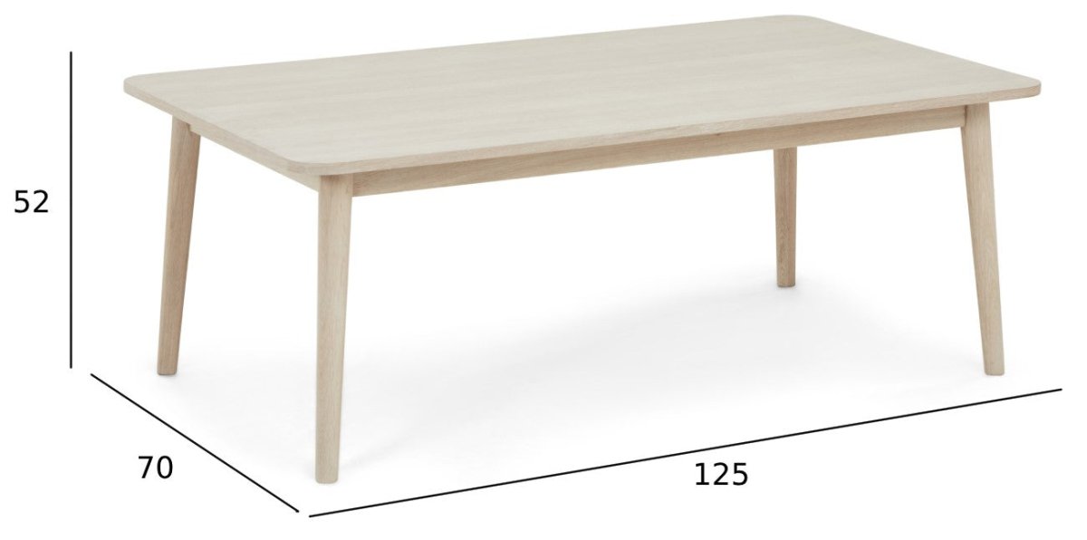 Couchtisch Rechteckig 120x75 cm - Eiche Bianco