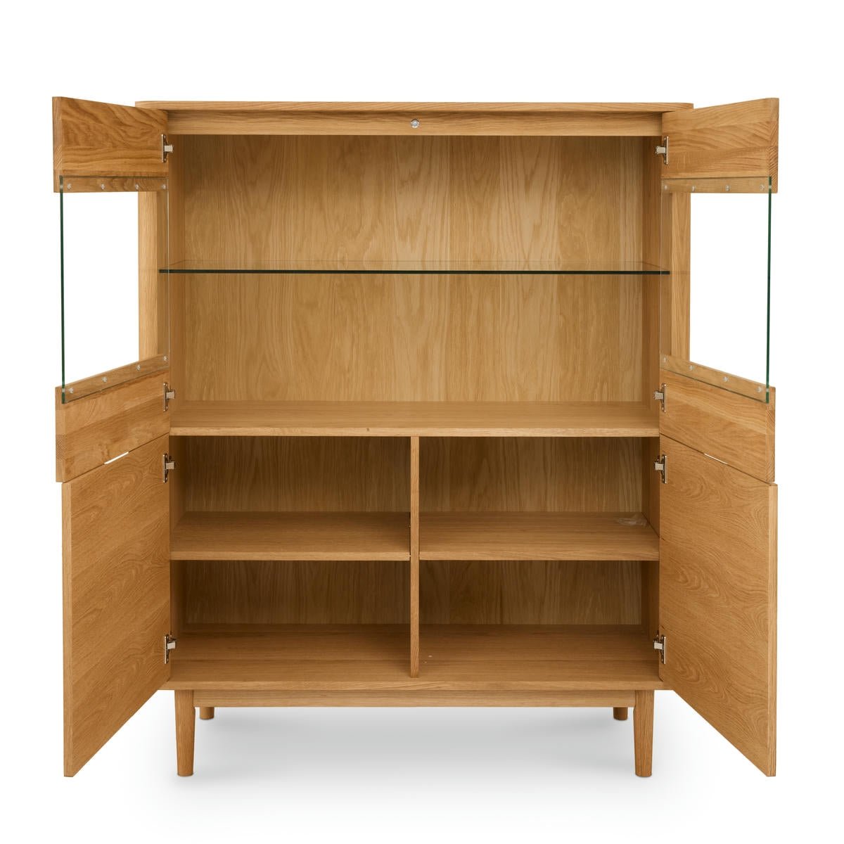 Highboard mit LED-Beleuchtung - 123 cm breit - Wildeiche