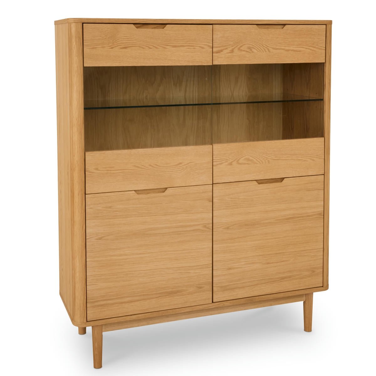Highboard mit LED-Beleuchtung - 123 cm breit - Wildeiche