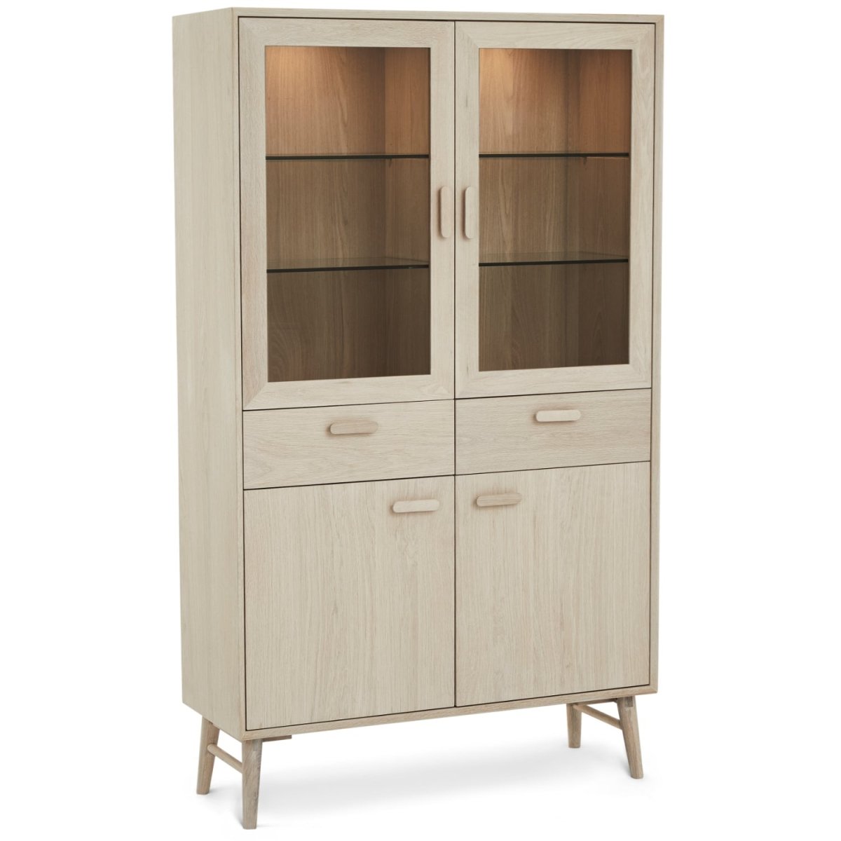 Vitrine mit LED-Beleuchtung - 110 cm breit - Eiche bianco
