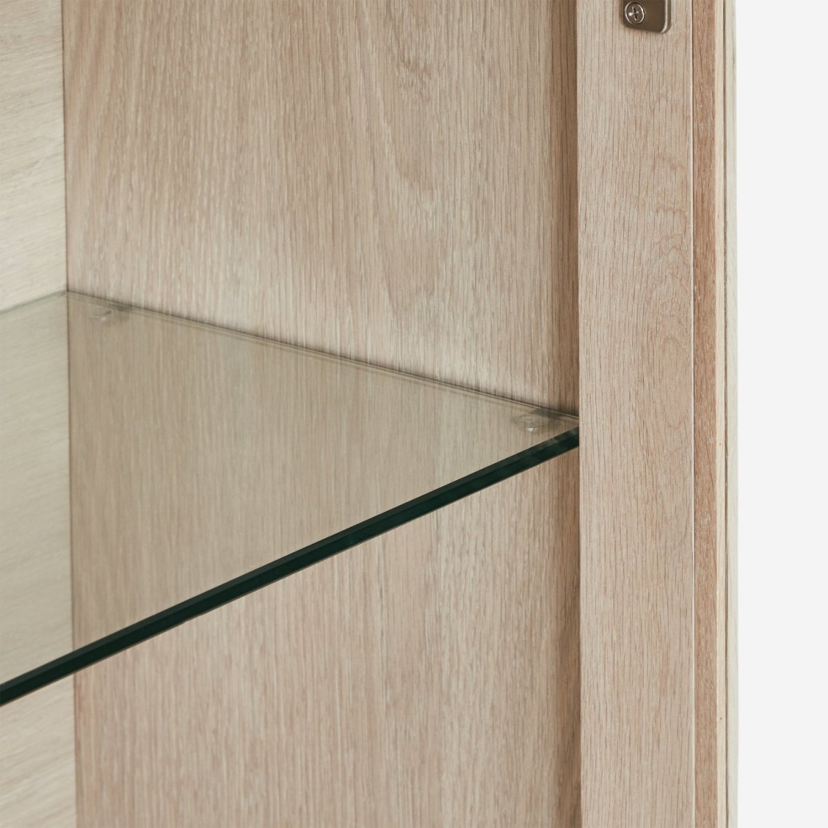 Wandschrank mit LED-Beleuchtung - 160 cm breit - Eiche bianco