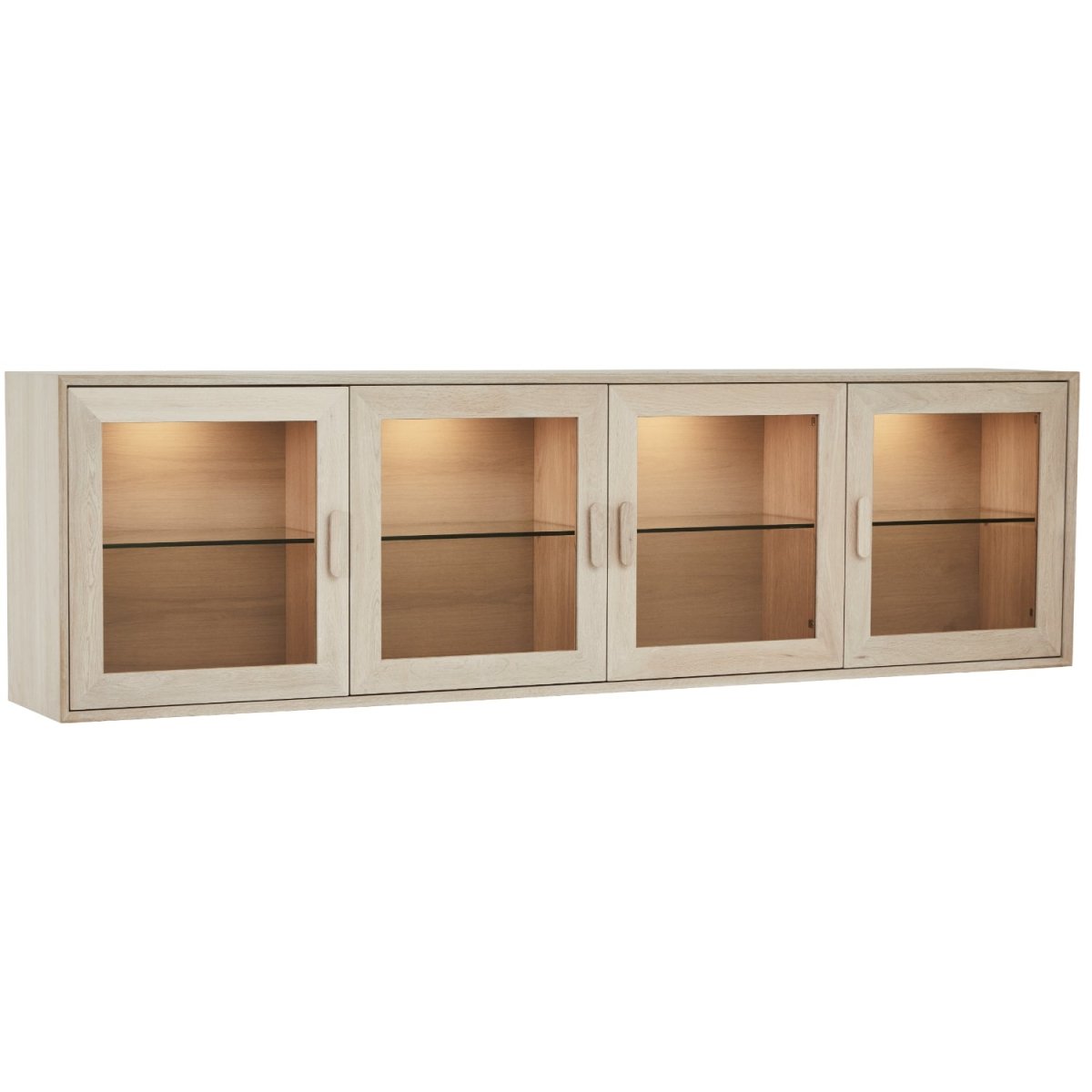 Wandschrank mit LED-Beleuchtung - 212 cm breit - Eiche bianco