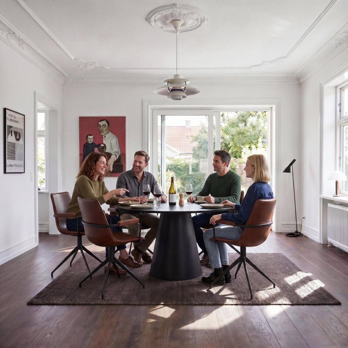 Runder Esstisch ø120 cm - Eiche Schwarz