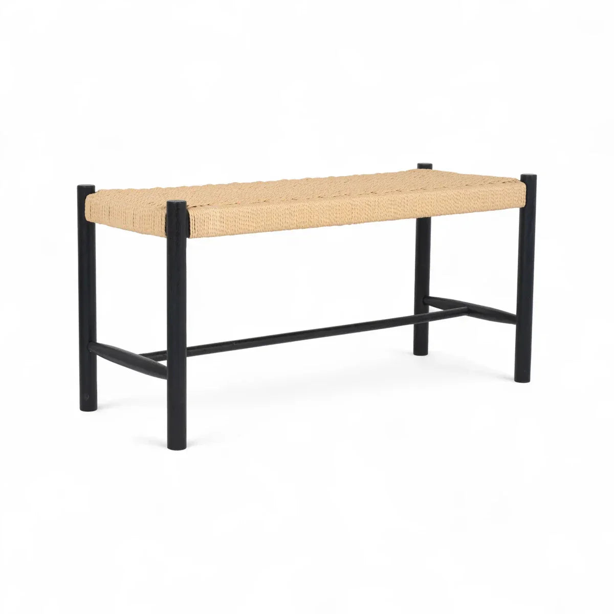 Sitzbank Shine mit Geflechtsitz - Schwarz/Beige