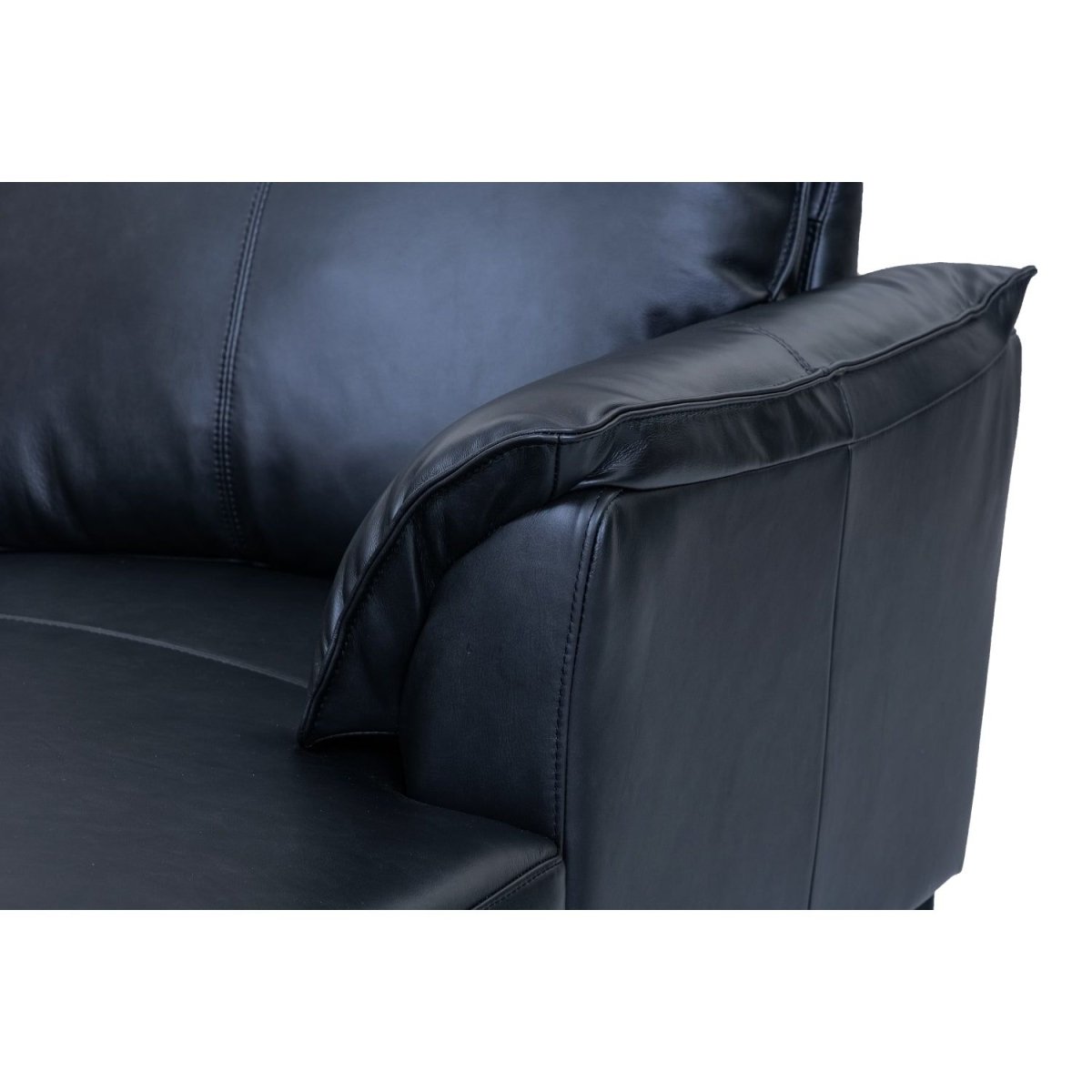 L-Form Ledersofa mit Ottomane Links - Echtleder Schwarz