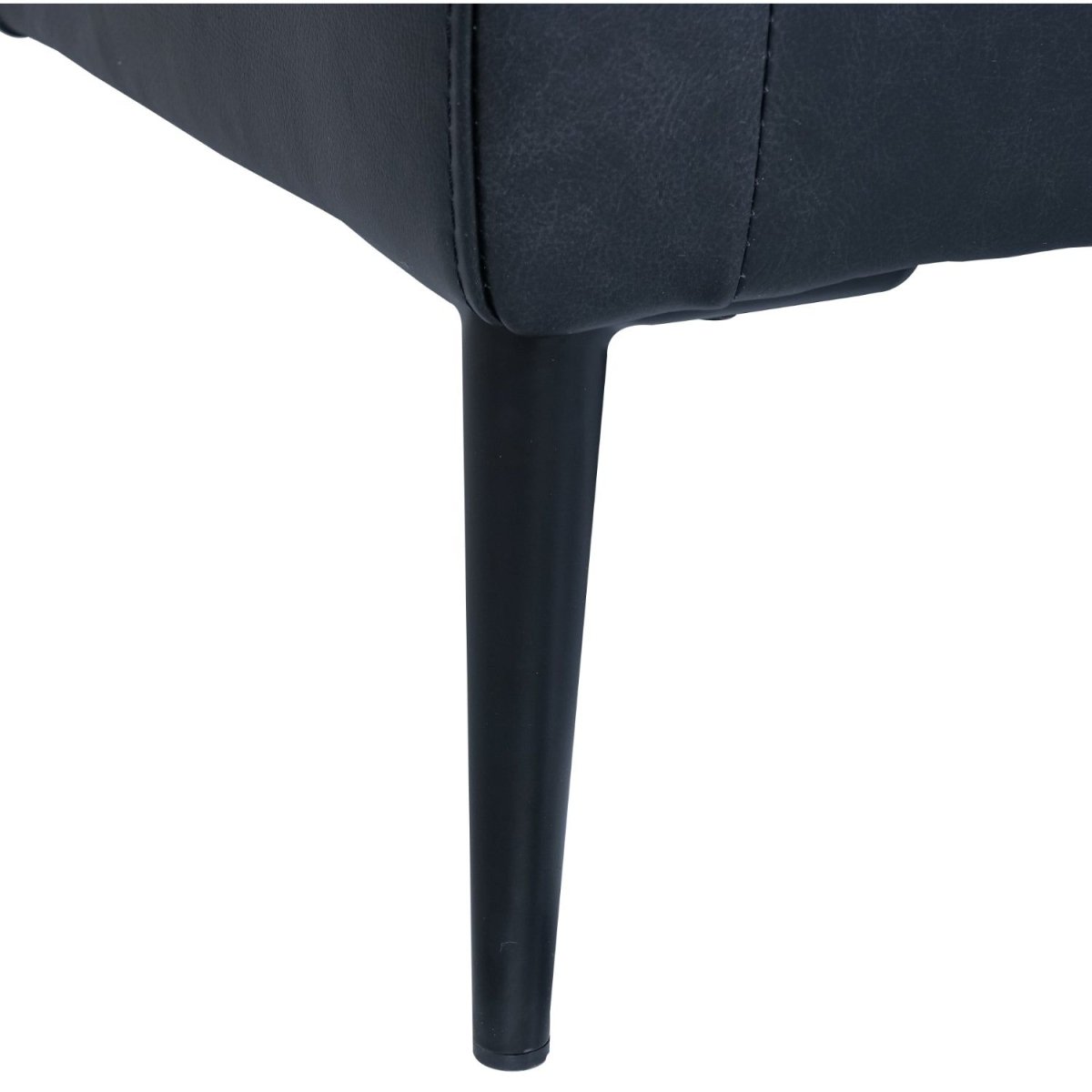 L-Form Ledersofa mit Ottomane Rechts - Echtleder Schwarz