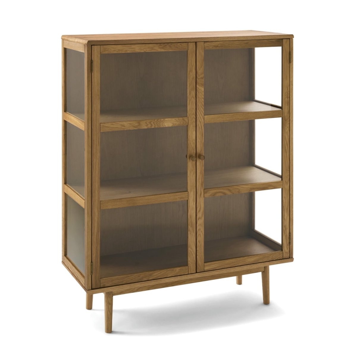 Highboard mit Glastüren - 100 cm breit - Wildeiche