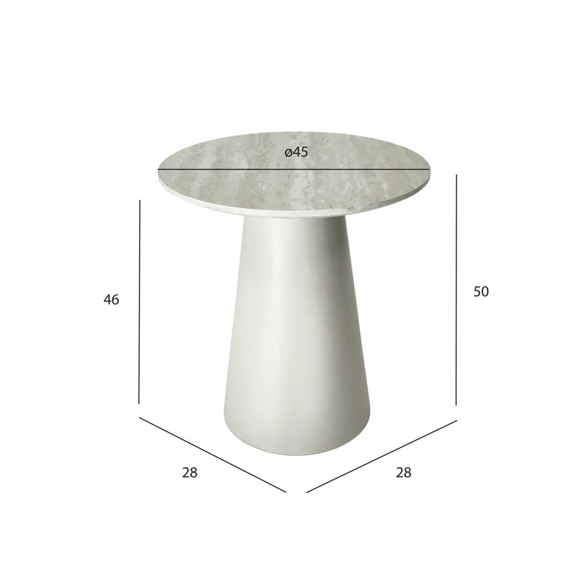 Couchtisch Rund ø45 cm - Travertine-Optik Grau