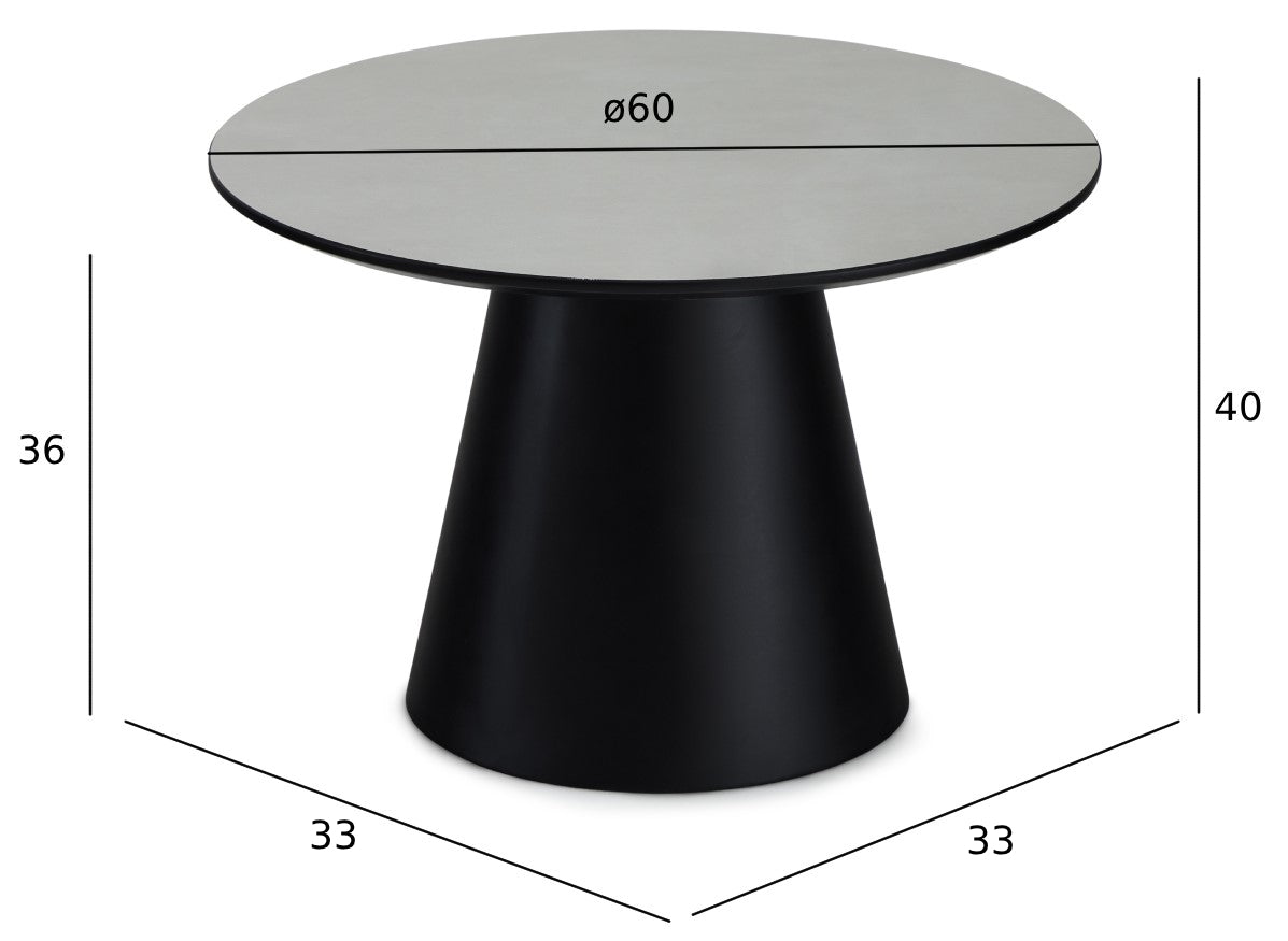 Couchtisch Rund ø60 cm - Marmoroptik Hellgrau
