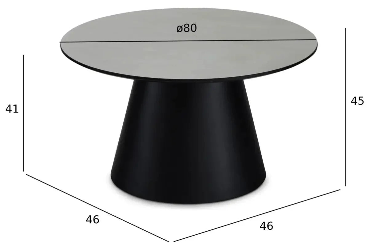 Couchtisch Rund ø80 cm - Marmoroptik Hellgrau