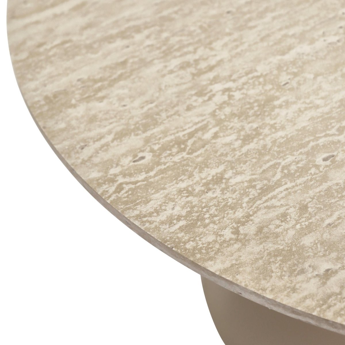 Couchtisch Rund ø80 cm - Travertine-Optik Beige